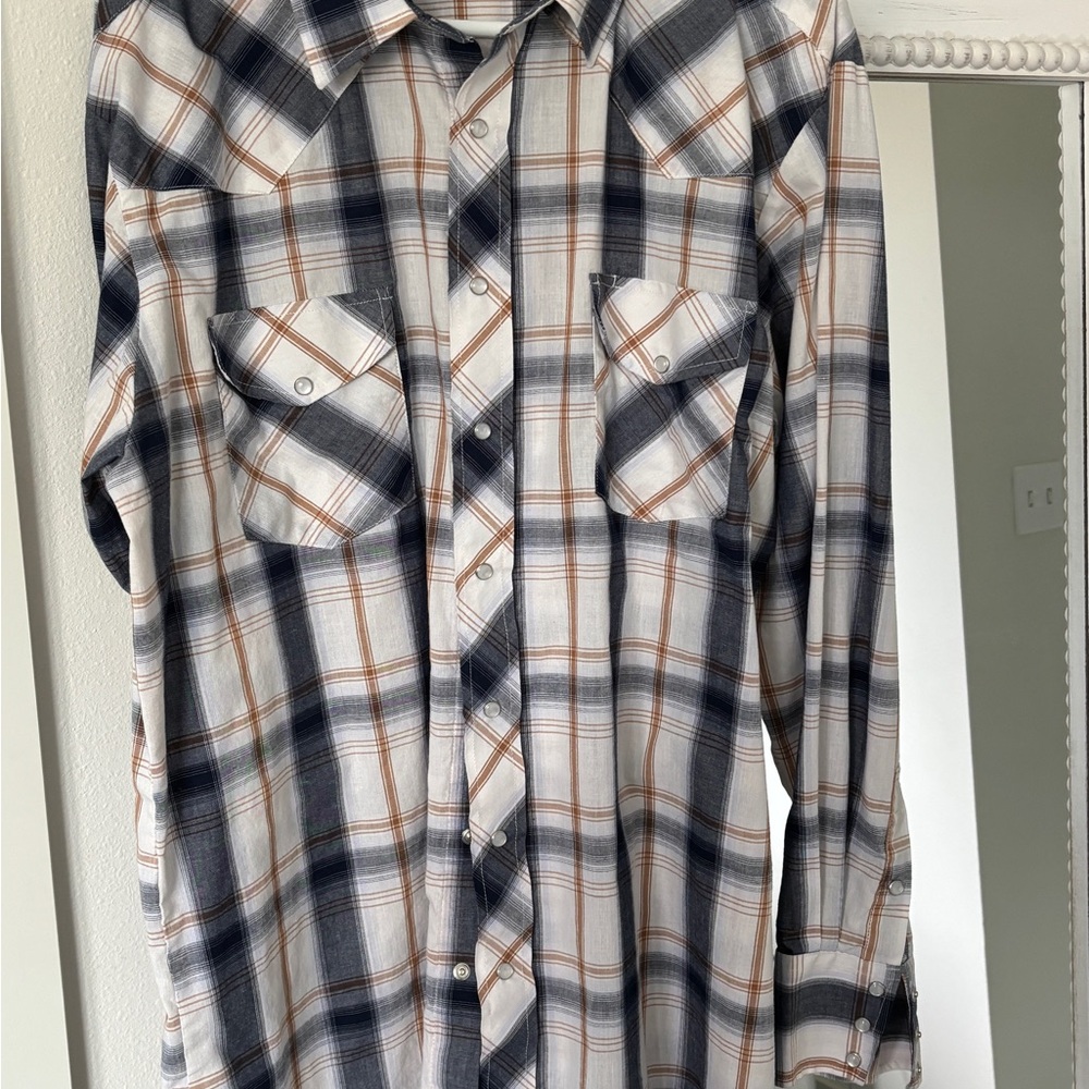Roper Blue and Orange Casual Button Down Shirt